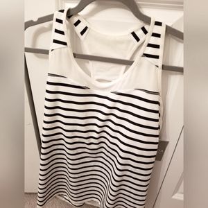 Athleta XL Hyper Stripe Spiral Tank Navy & White